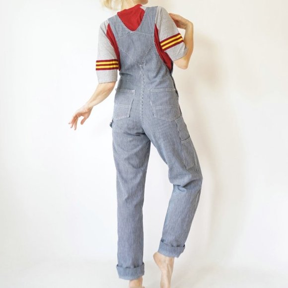 Vintage Hickory Stripe Smiths Overalls 28" W - Picture 3 of 5